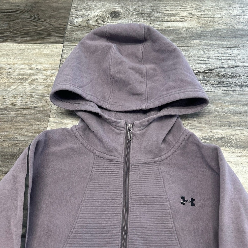 Under Armour Hoodie Jacket Lilac Purple Womens XS Full Zip Ribbed Mock Neck Gym